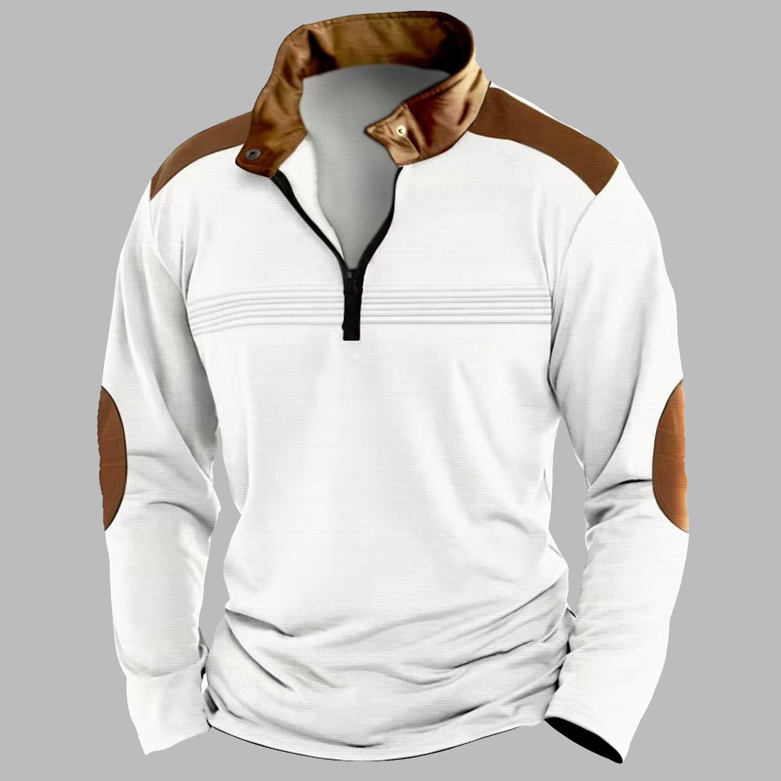 thumbnail image 2 of Sudadera con cremallera para hombre para otoño-invierno: cuello alto, sin capucha, poliéster, ligera, informal/para hacer ejercicio, tallas S-XXXL, 2 of 5